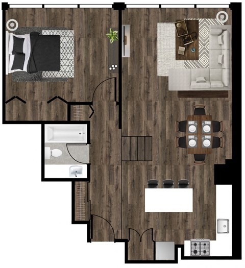 One Bedroom Floorplan at 21 E Chestnut, Chicago, Illinois, 60611